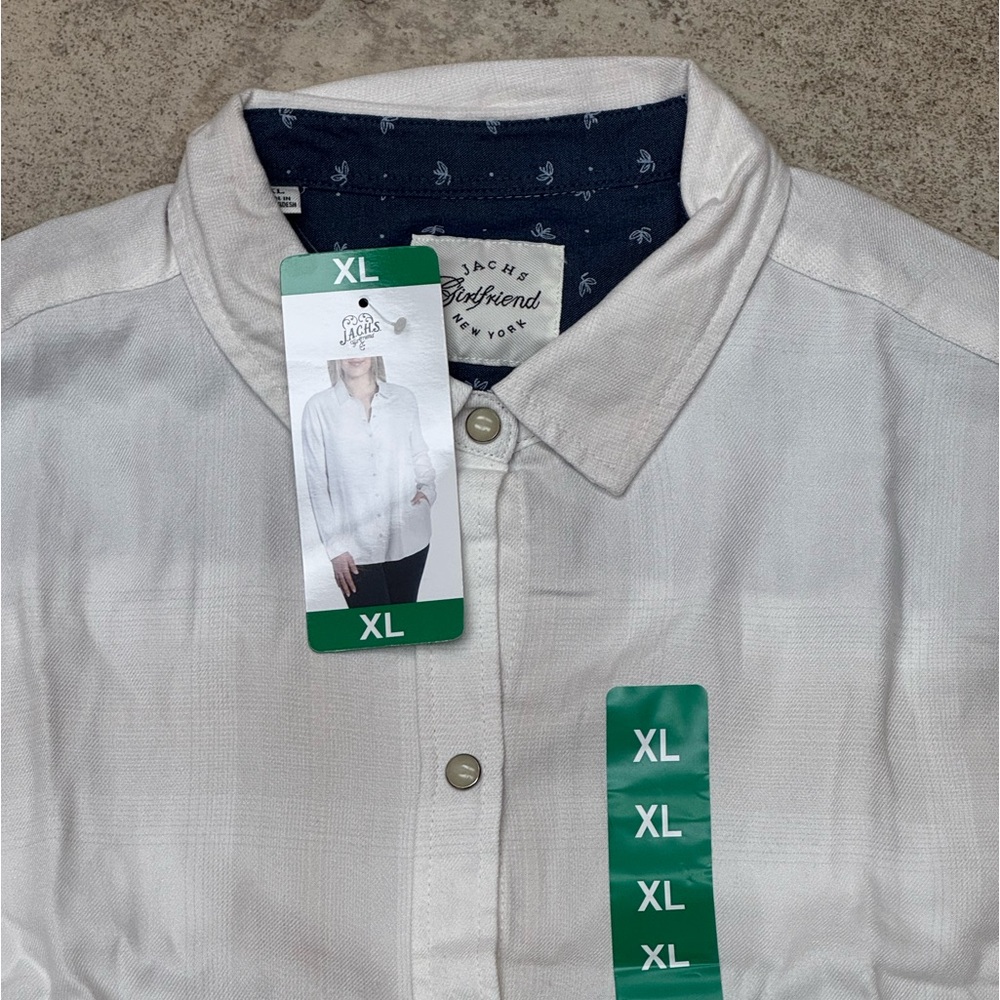 Jachs Girlfriend Women's Cozy snap down Flannel Shirt, Pockets White XL - Picture 4 of 10